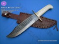 Damascus Bowie Knife with Bone Handle