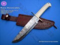 Damascus Fighter Knife with Bone Handle