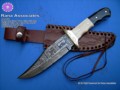 Damascus Hunting Knife with Horn and Bone Handle